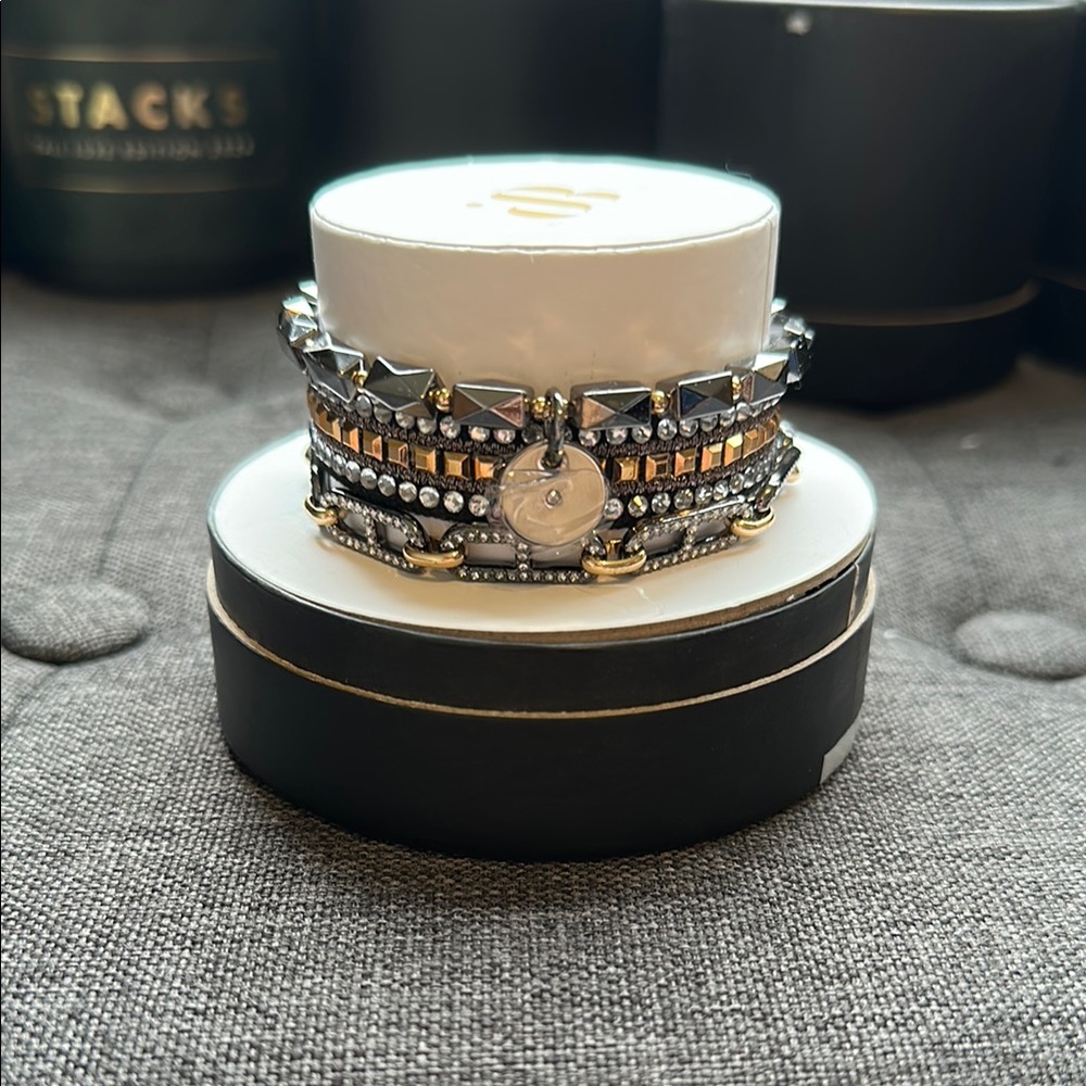 Bomb Party Multi-Layered Bracelet with Metallic Accents